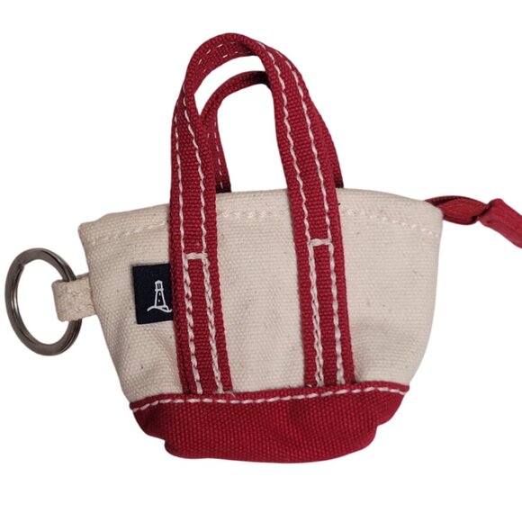 LAND'S END Miniature Canvas Boate & Tote Tote Bag Keychain Red - Picture 1 of 5